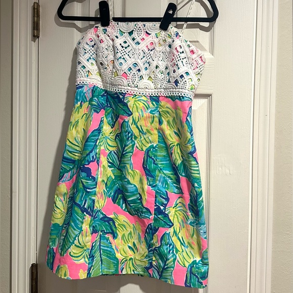 Lilly Pulitzer Brynn Strapless Dress In Pink Sunset Pattern Size 2 - Picture 3 of 13